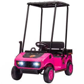 24V Kids Golf Cart 2WD 2-Seater with Remote, Soft Start, Rear Suspension, Sunshade, Storage, Gift for 3-6 Years, Pink