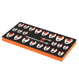 3/8" Drive Crowfoot Wrench Set with 2 Extension Bars, 24-Piece Crows Foot Wrench Set, SAE 3/8"-1" and Metric 10-22 mm, CR-MO Steel Crowfoot Wrenc