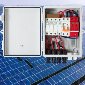 PV Combiner Box, 4 String With 15A Rated Current Fuse, 63A Circuit Breaker, Lightning Arreste Connector For On/Off Grid Solar Panel System, IP65 (Option: Grey)
