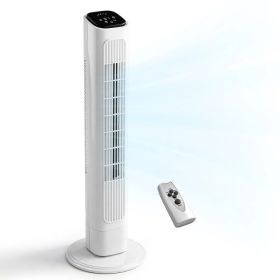 US Standard RTW-GR36 Tower Fan, 110V 45W, 36 Inch, Column Shape, White Plastic Body, Copper Motor, Touch & Remote Control, 3 Speeds, 3 Modes, Osc (Option: Default Title)