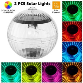 2PCS Solar Floating Pool Lights, IP65 Waterproof RGB Color Changing LED Lights, Solar Powered With Hanging Hole For Pond, Fountain, Garden, Patio (Option: 94479958)