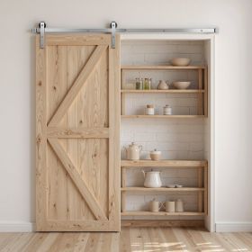 6FT Sliding Barn Door Hardware Kit For Single Sliding Barn Door Silver (Option: Silver)