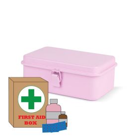 Emergency Kit Box with Buckle Lock for Household (Color: pink, Type: Home Storage)