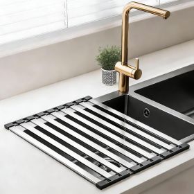 Over the Sink Kitchen Dish Drying Rack OrganizerStainless Steel Collapsible Non-Slip Space-Saving- Rust-Resistant Heat-Resistant Sturdy - Easy to (size: 45cmx32.5cm\17.72x12.8in)