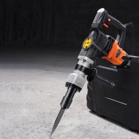 Demolition Jack Hammer Concrete Breaker 1400W Electric Hammer 2 Chisel Bit (Option: Orange)